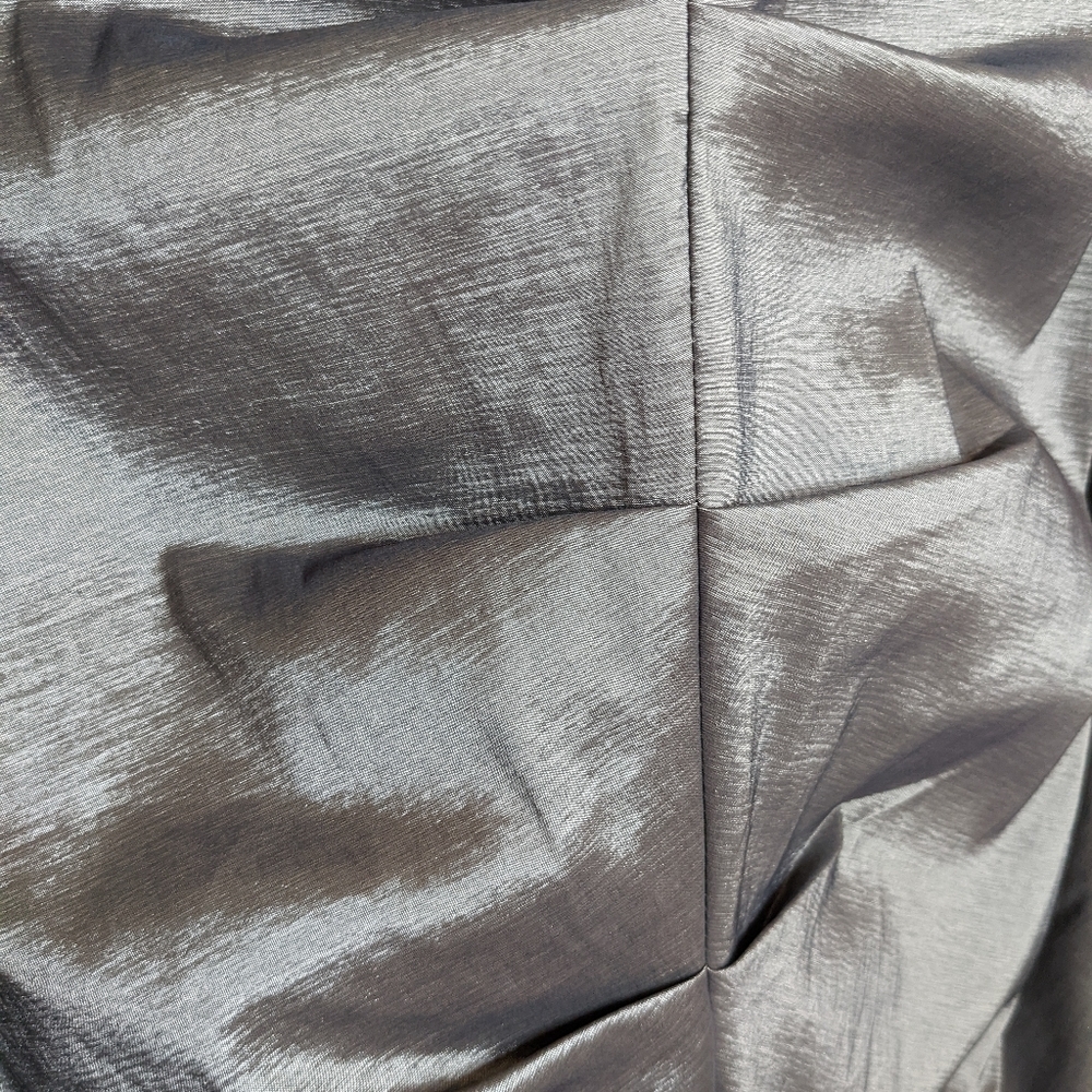 R&M RICHARDS Ruched Silver Rose Ruffle Midi Cocktail Dress - Picture 6 of 13